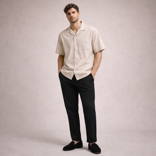 Camisa de cuello alto - Beige